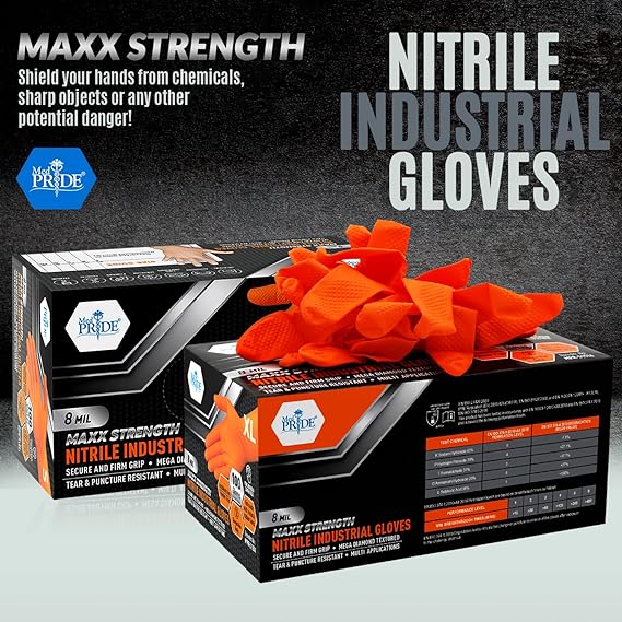 8 Mil Nitrile Exam Gloves Maxx Strength – Orange