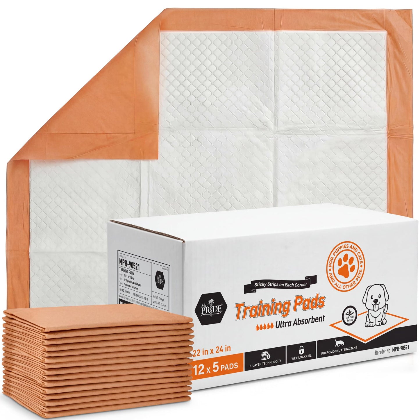 Travel Pack Dog Training Pads – 22" × 24" Ultra Absorbent