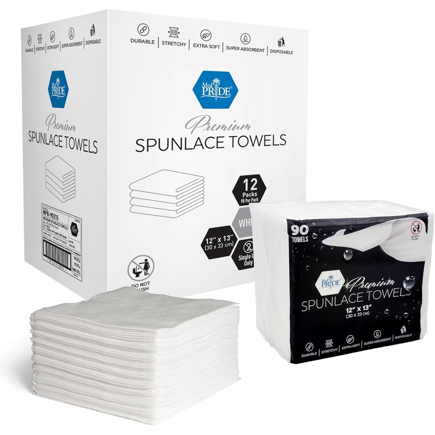 Disposable Ultra-Soft Spunlace Towels – 12" × 13", Durable