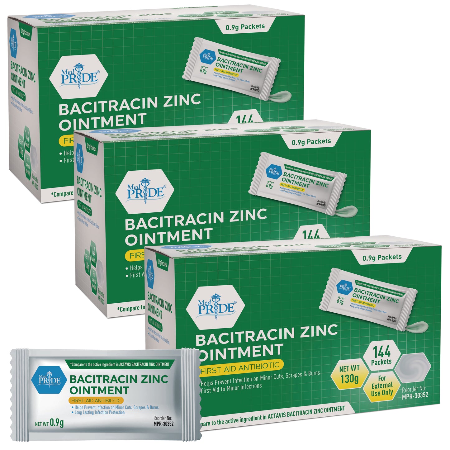 Bacitracin Zinc Ointment, 0.9g Individual Packets - 144ct