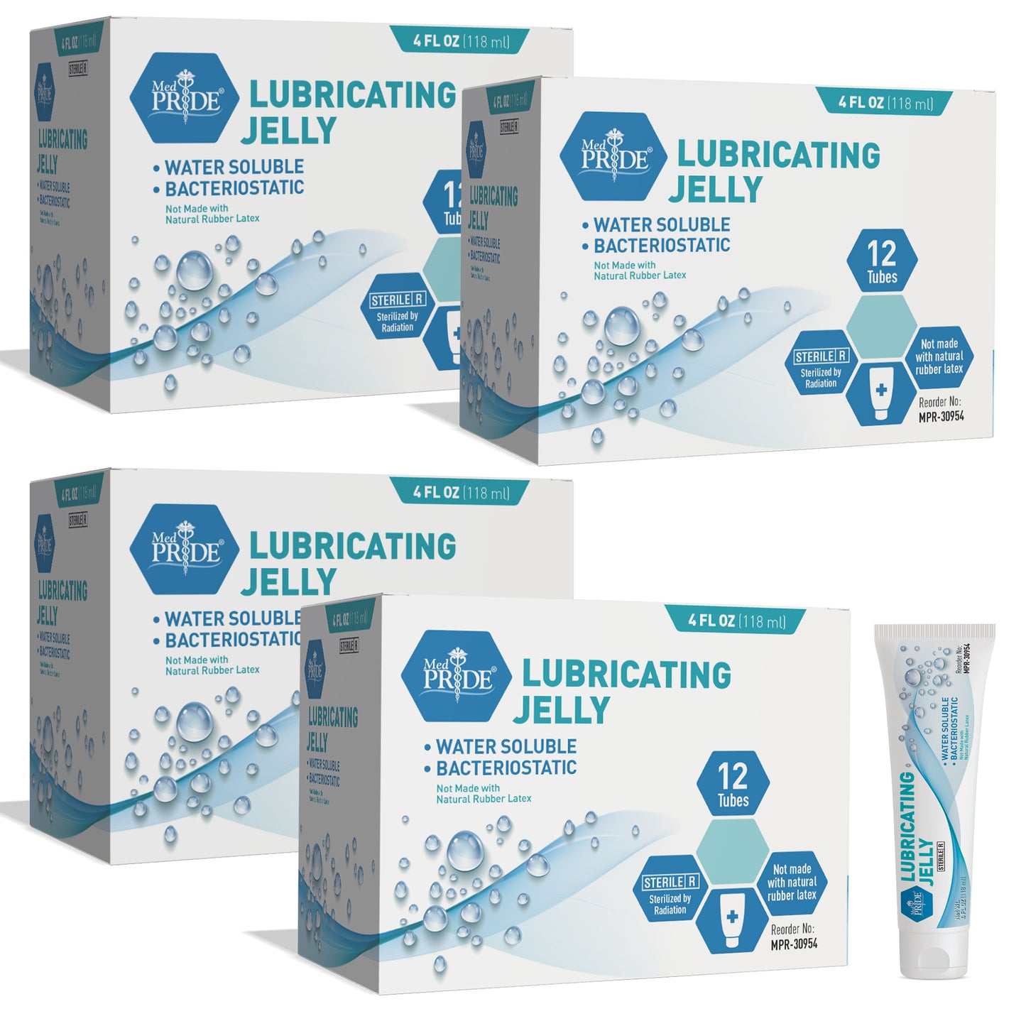 Sterile Lubricating Jelly, Water-Soluble, 4 oz Tubes – 12 Pack
