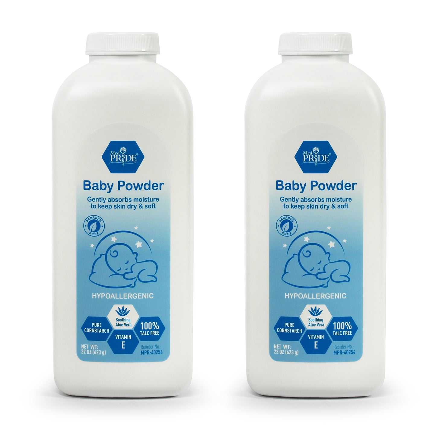 Baby Powder – Cornstarch with Aloe Vera & Vitamin E, 22 oz