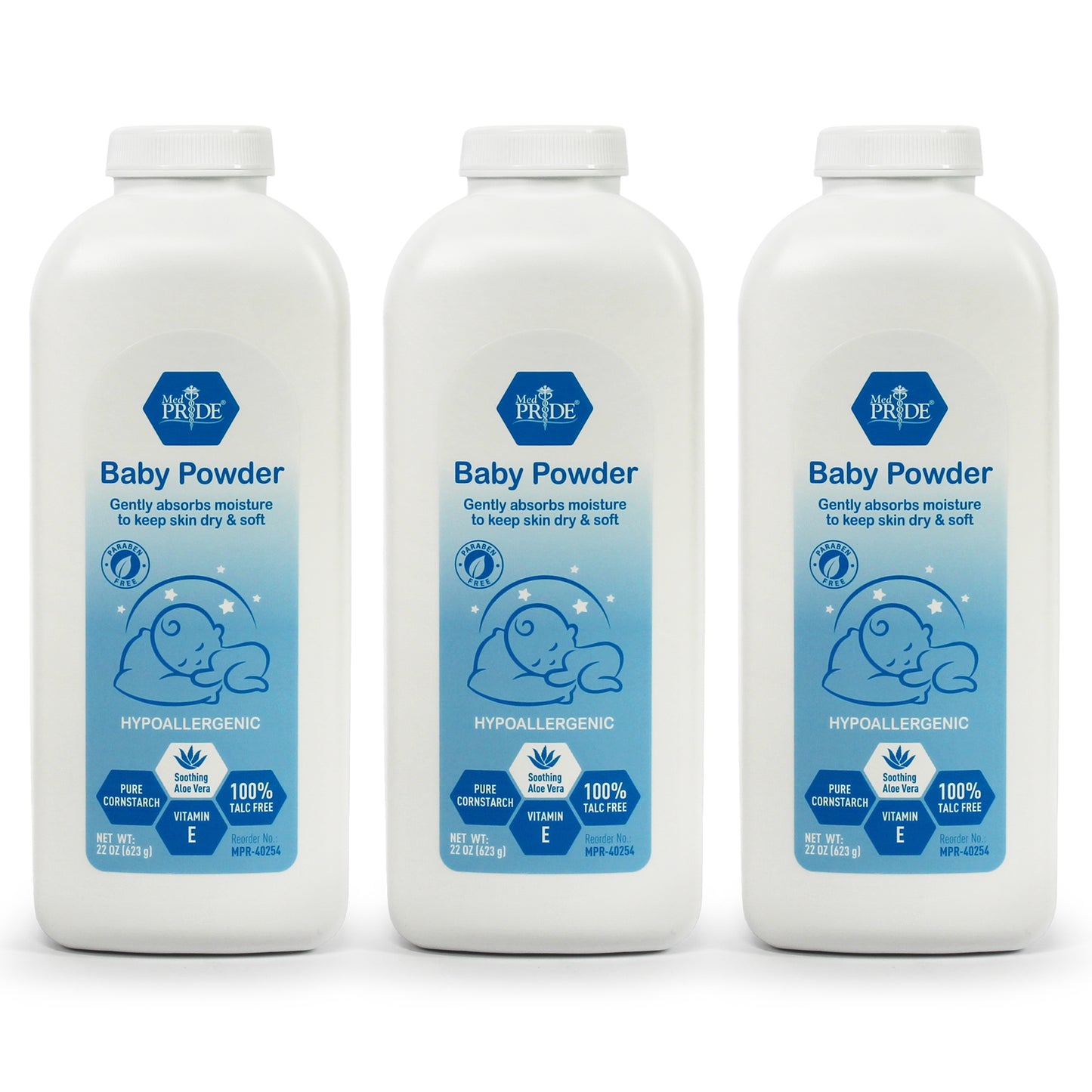Baby Powder – Cornstarch with Aloe Vera & Vitamin E, 22 oz