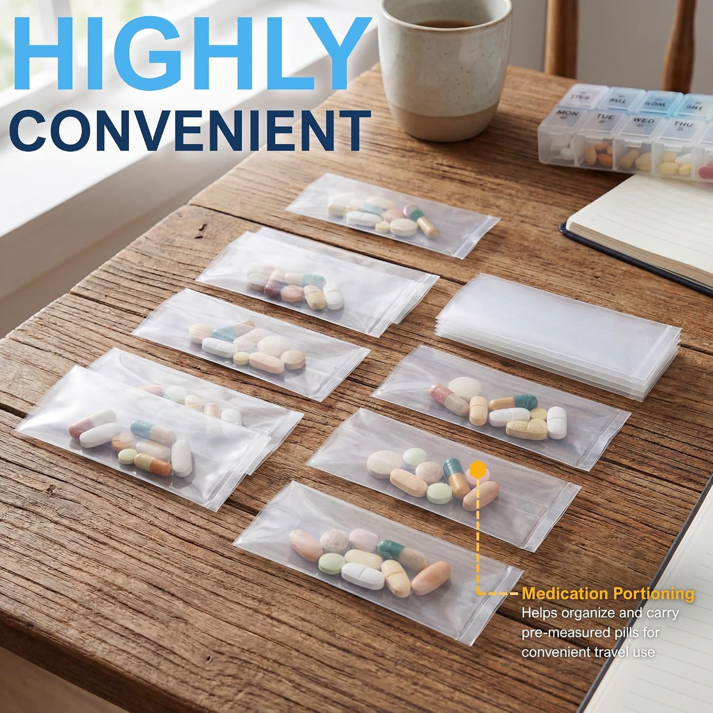 Medical Grade Pill Crusher Pouches, 4.7x2 in, Pack of 1000