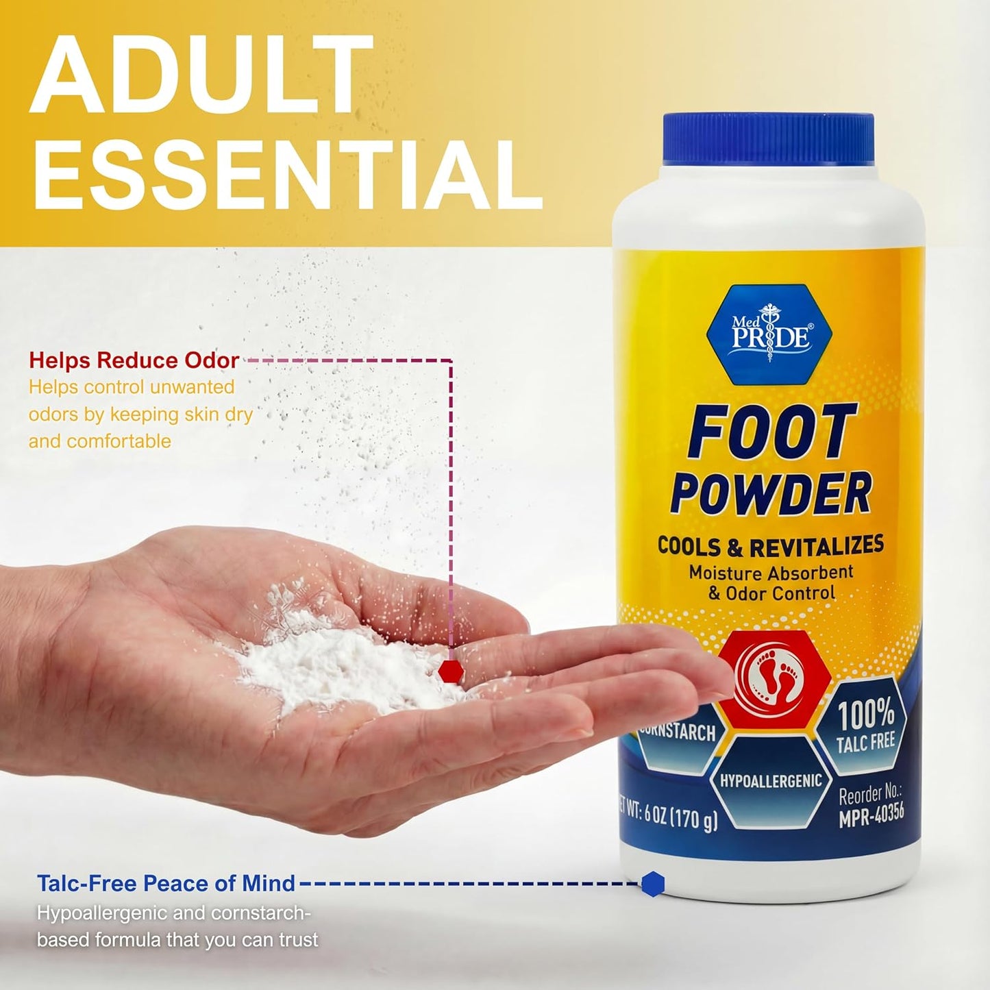Foot Powder – Cooling Foot Care, Moisture Absorbent, 6 oz