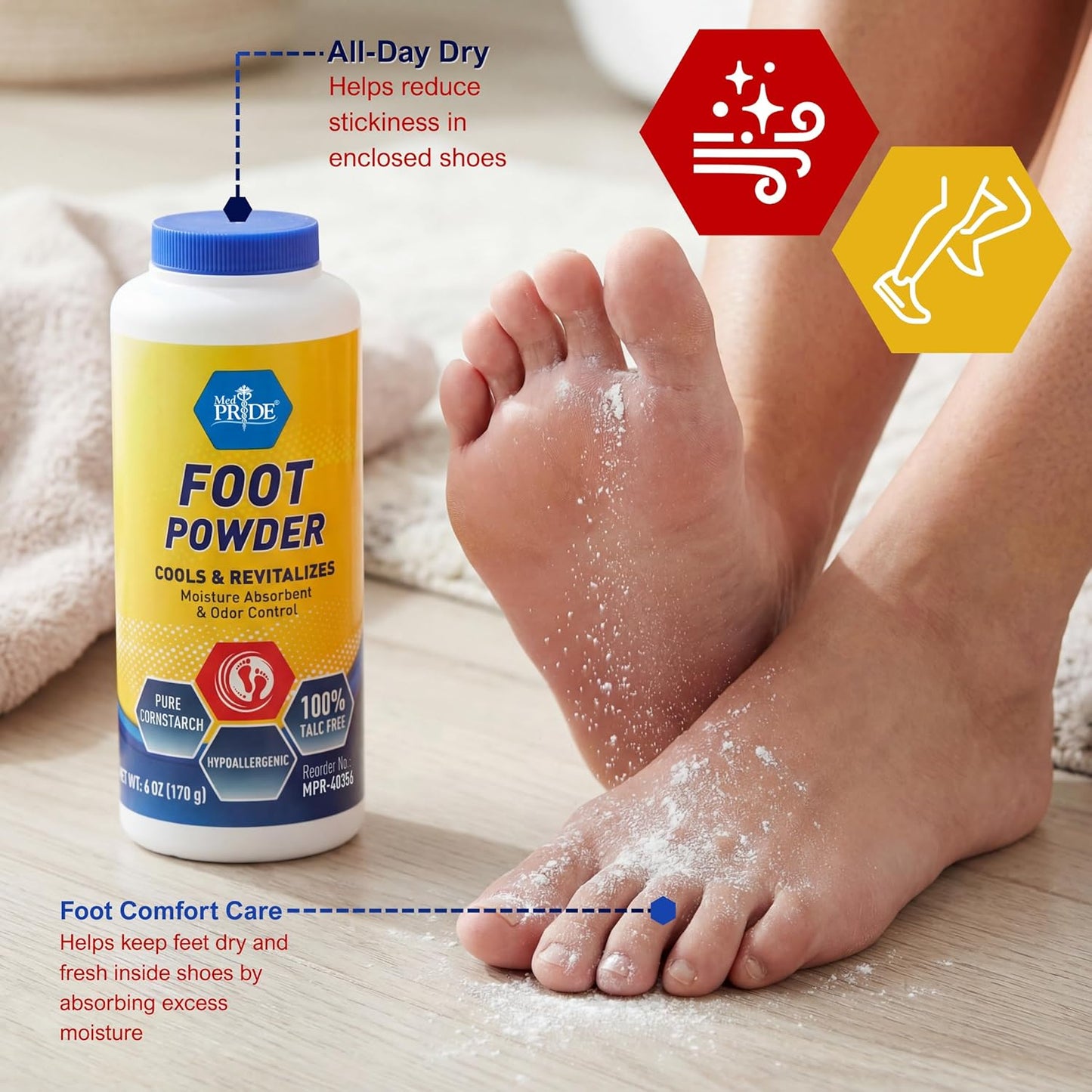 Foot Powder – Cooling Foot Care, Moisture Absorbent, 6 oz