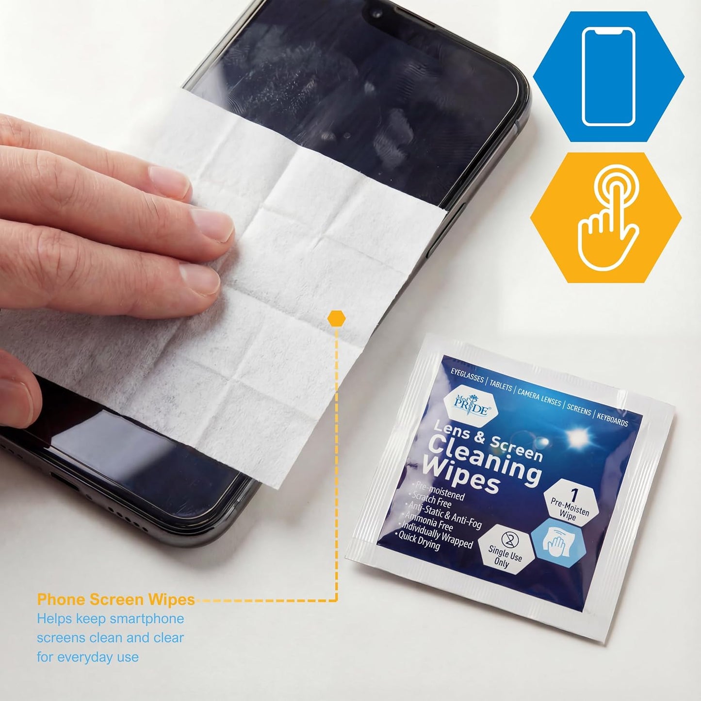 Lens & Screen Cleaning Wipes, Pre-Moistened - 200ct Box