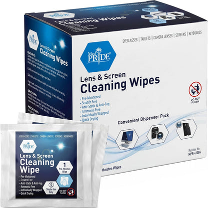 Lens & Screen Cleaning Wipes, Pre-Moistened - 200ct Box
