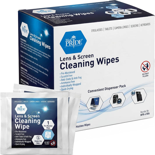 Lens & Screen Cleaning Wipes, Pre-Moistened - 200ct Box