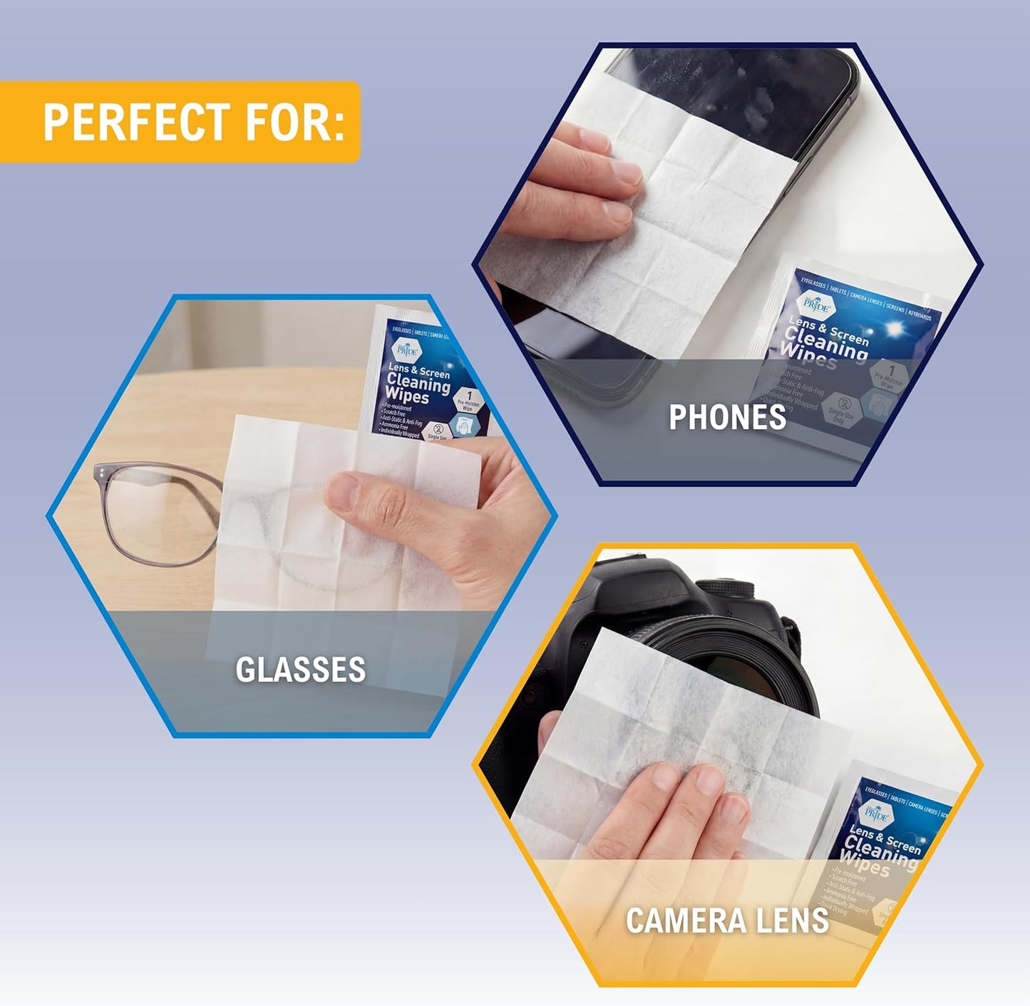 Lens & Screen Cleaning Wipes, Pre-Moistened - 400ct Box