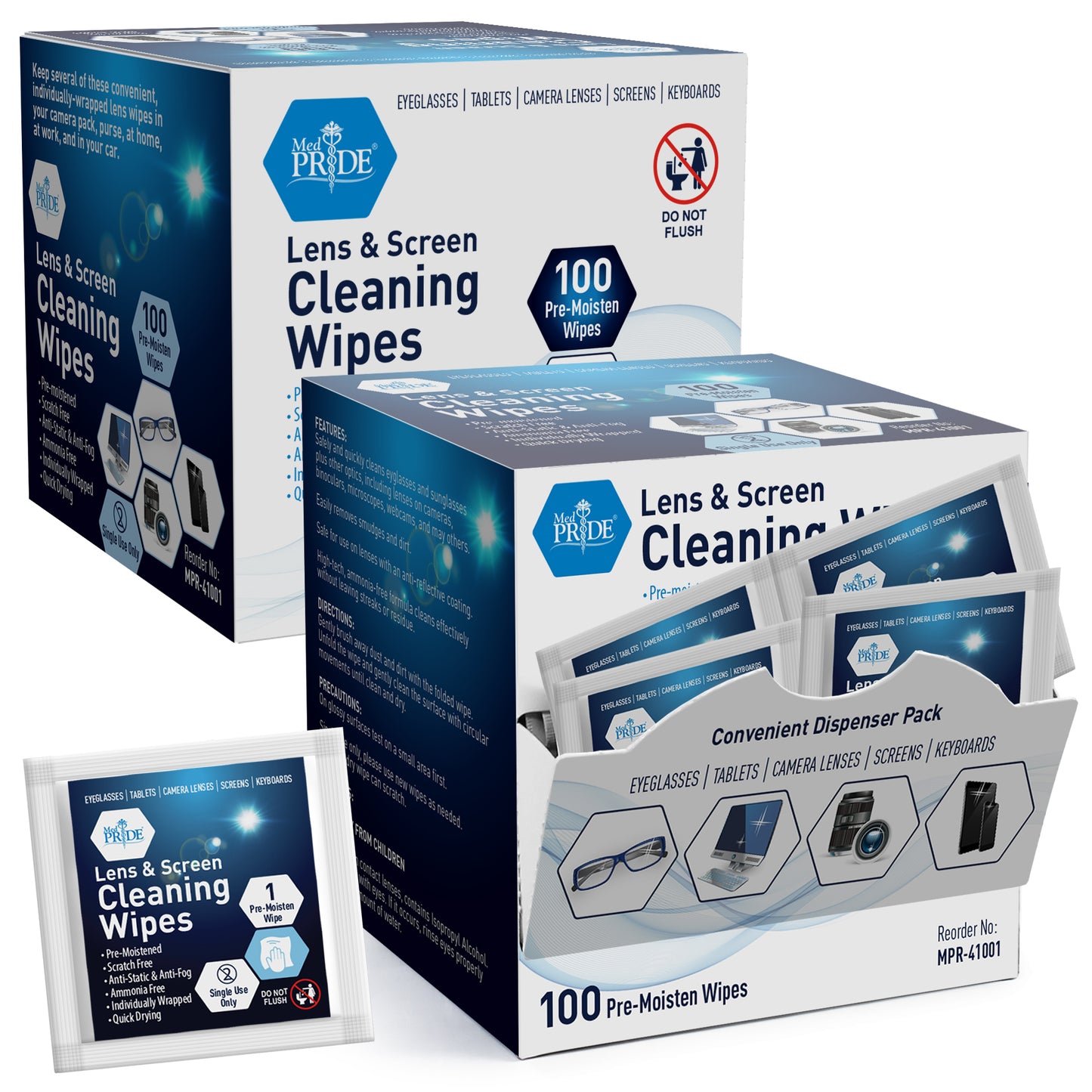 Lens & Screen Cleaning Wipes, Pre-Moistened - 400ct Box