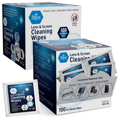 Lens & Screen Cleaning Wipes, Pre-Moistened - 400ct Box