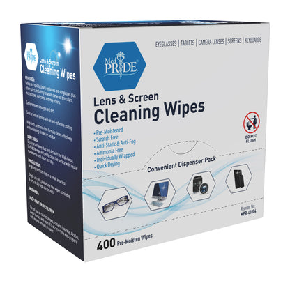 Lens & Screen Cleaning Wipes, Pre-Moistened - 400ct Box