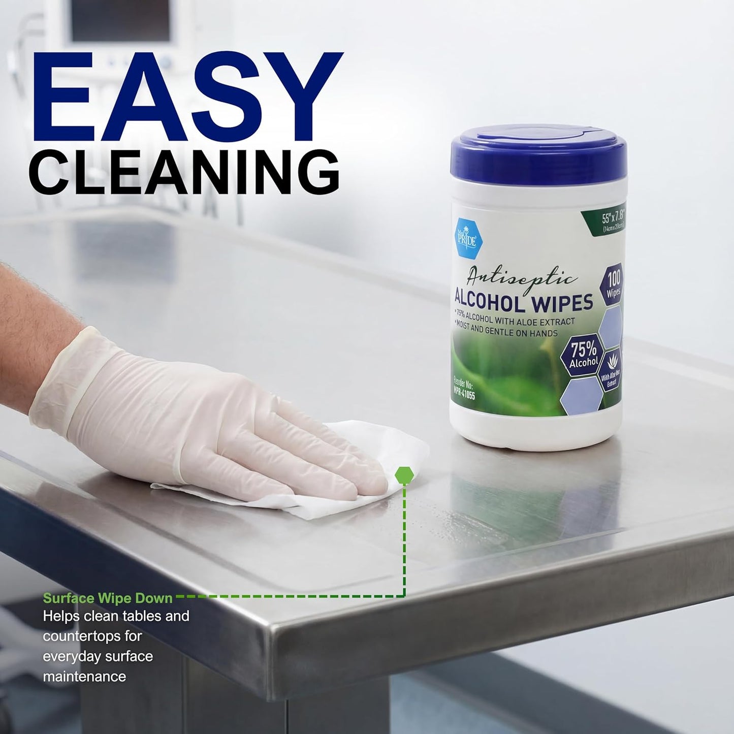 Antiseptic Alcohol Wipes with Aloe Vera – 5.5" × 7.8"
