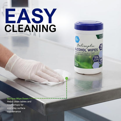 Antiseptic Alcohol Wipes with Aloe Vera – 5.5" × 7.8"