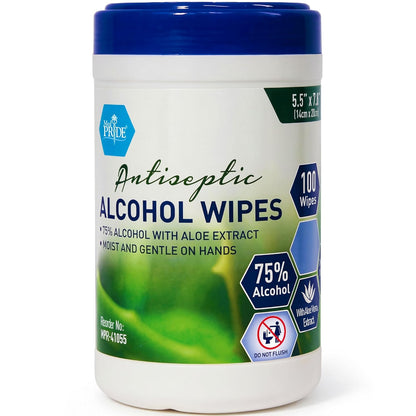 Antiseptic Alcohol Wipes with Aloe Vera – 5.5" × 7.8"