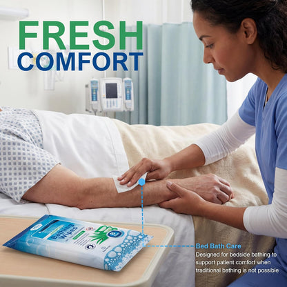 No-Rinse Antiseptic Bathing Wipes – Alcohol-Free 8" × 8"