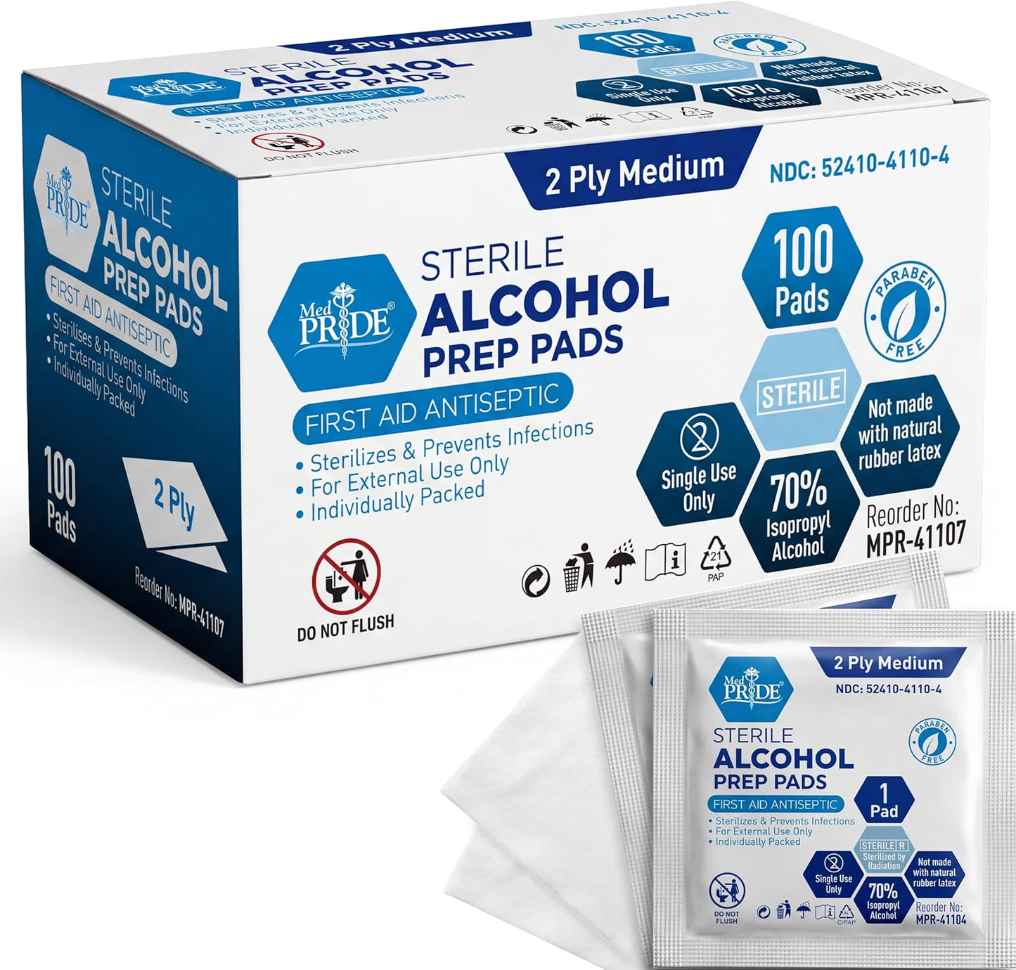 Sterile Alcohol Prep Pads –  Individually Wrapped, 2-Ply
