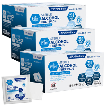 Sterile Alcohol Prep Pads –  Individually Wrapped, 2-Ply
