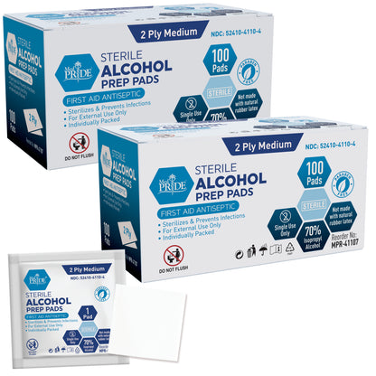 Sterile Alcohol Prep Pads –  Individually Wrapped, 2-Ply