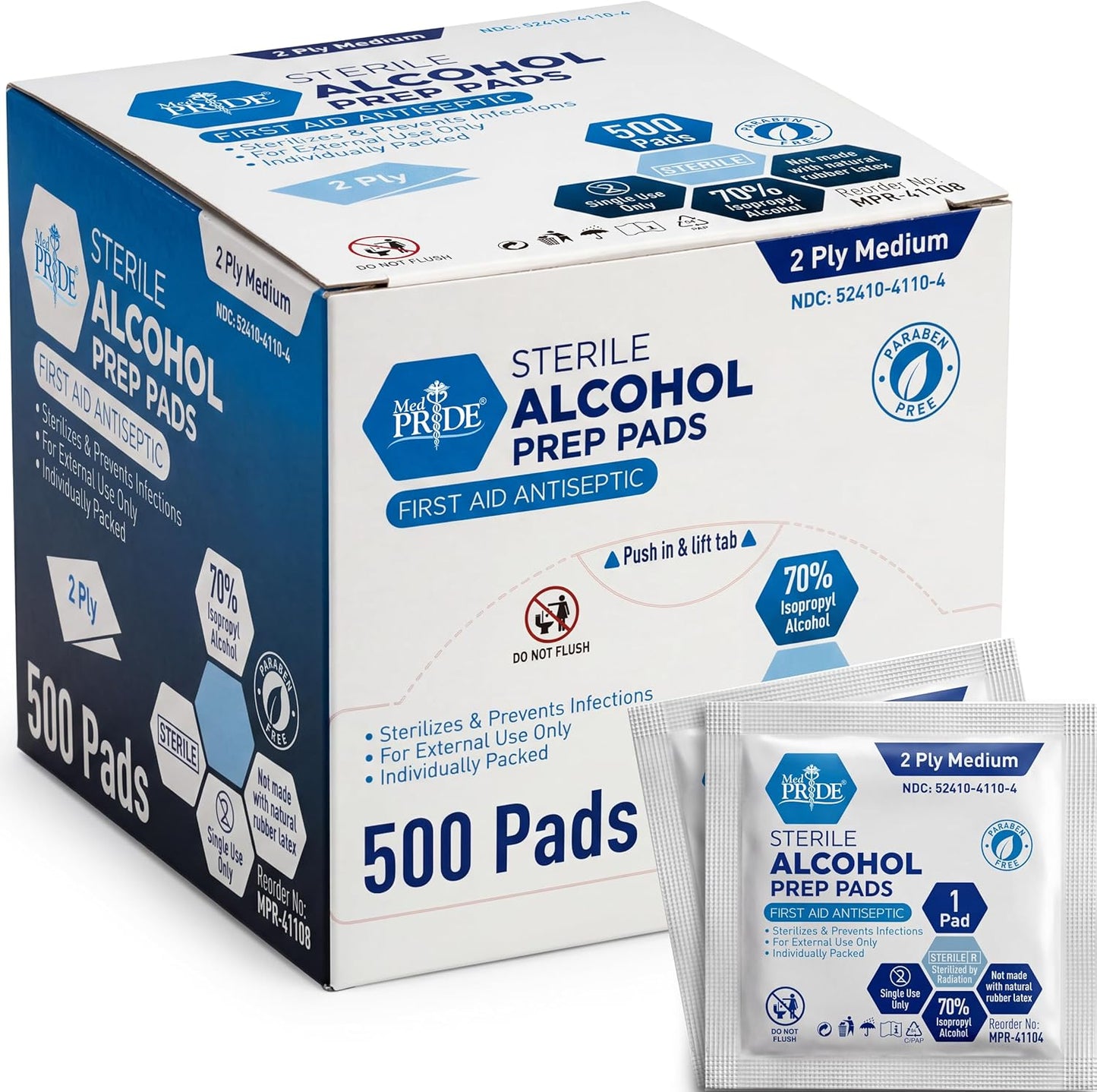 Sterile Alcohol Prep Pads –  Individually Wrapped, 2-Ply