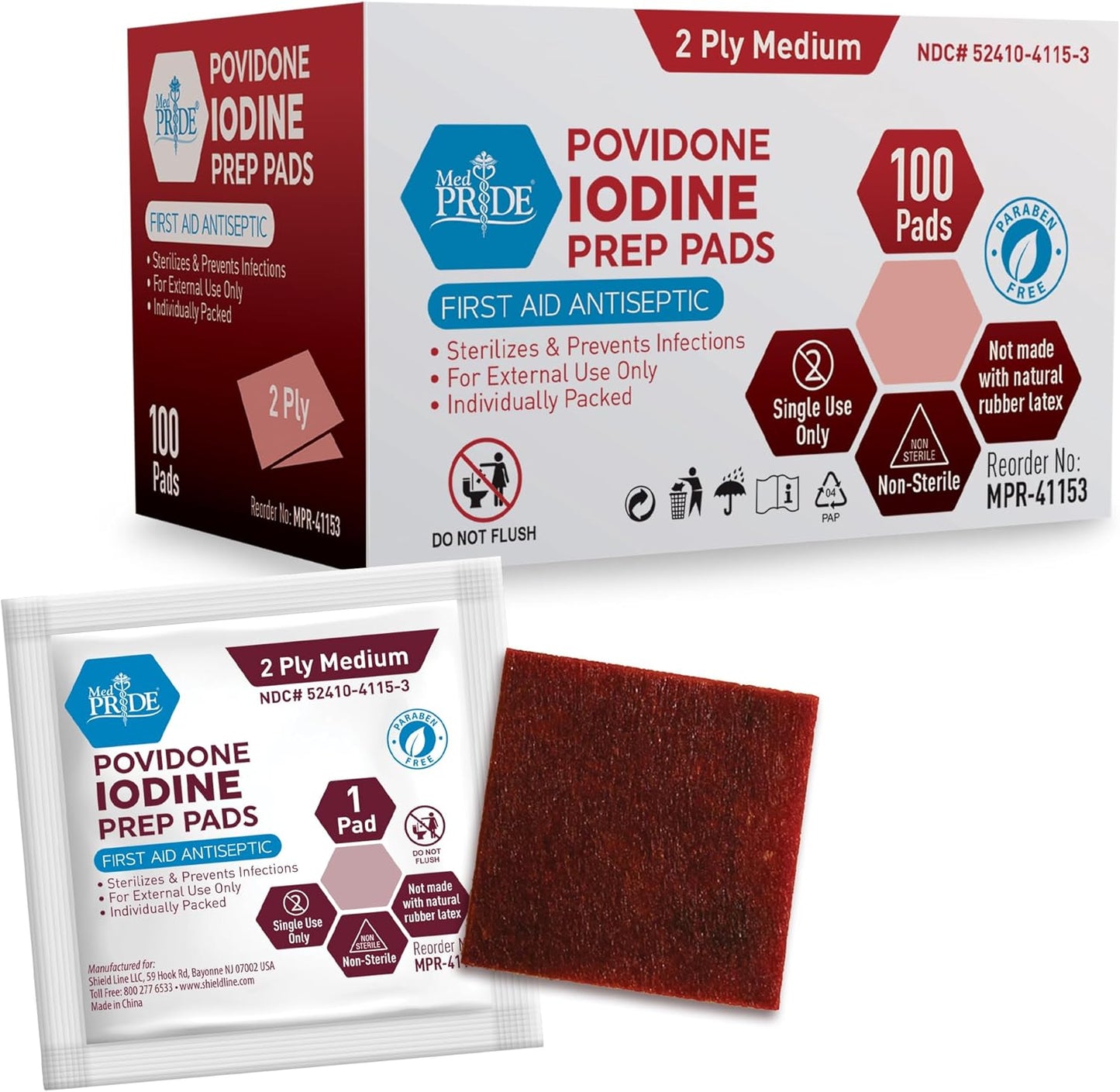 Povidone-Iodine Prep Pads – Individually Wrapped, Alcohol-Free