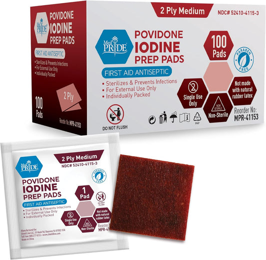 Povidone-Iodine Prep Pads – Individually Wrapped, Alcohol-Free