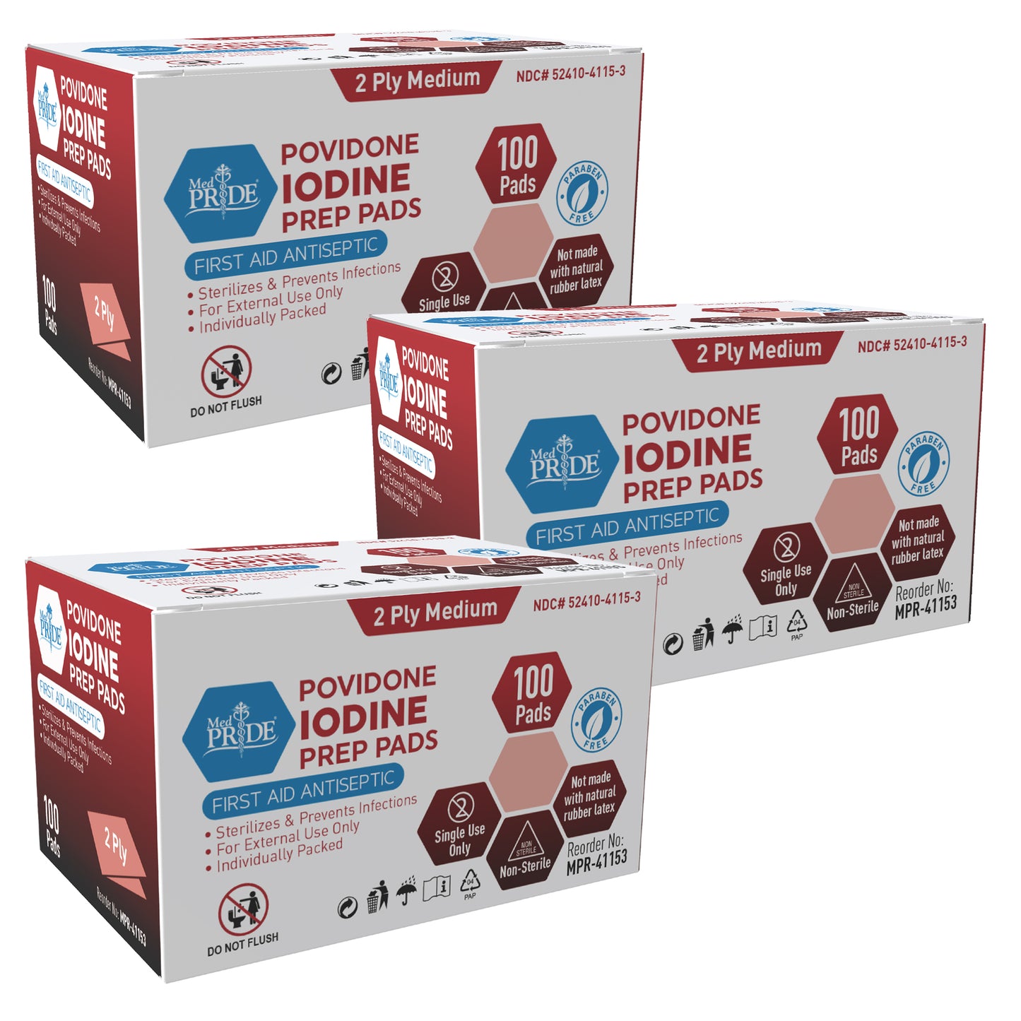 Povidone-Iodine Prep Pads – Individually Wrapped, Alcohol-Free