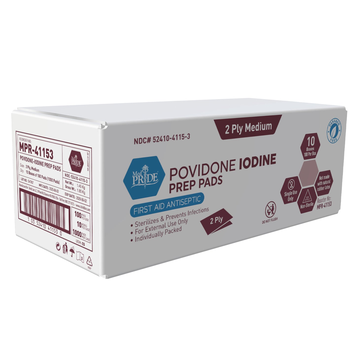Povidone-Iodine Prep Pads – Individually Wrapped, Alcohol-Free
