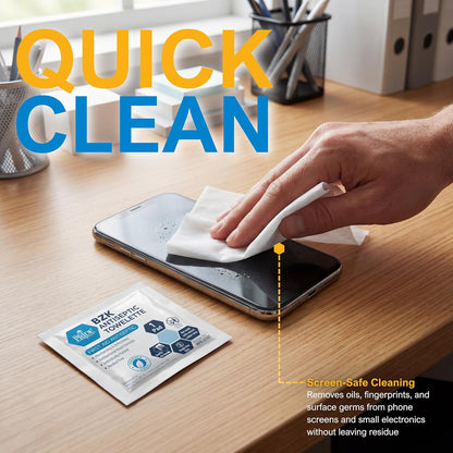 Individually Wrapped BZK Antiseptic Towelettes 5x7 – Alcohol-Free Wipes