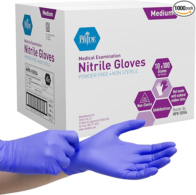 Blue Nitrile Medical Examination Gloves – Powder-Free - 100ct Box