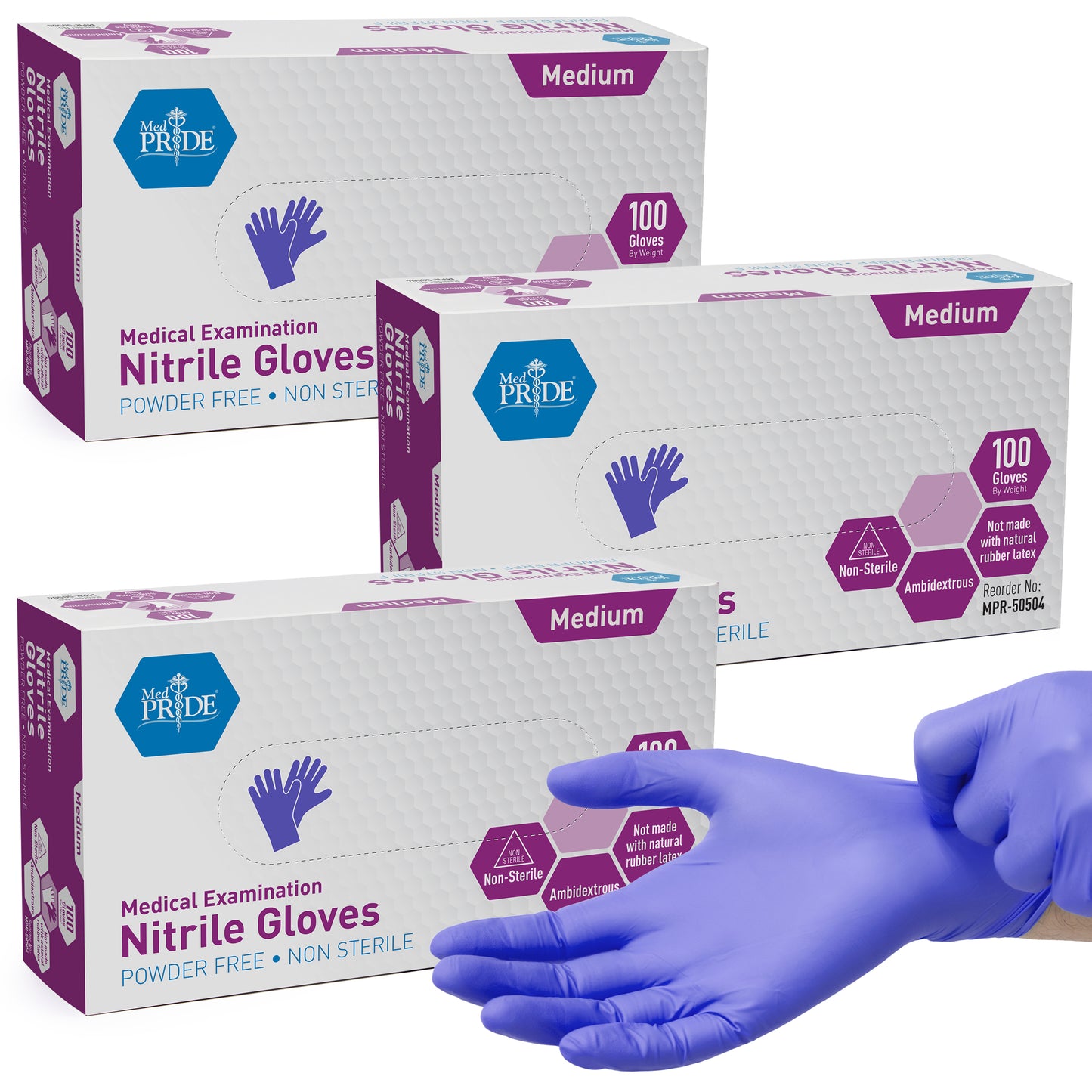 Blue Nitrile Medical Examination Gloves – Powder-Free - 100ct Box