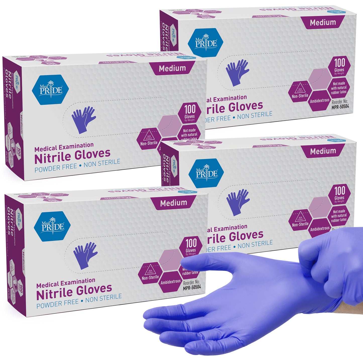 Blue Nitrile Medical Examination Gloves – Powder-Free - 100ct Box