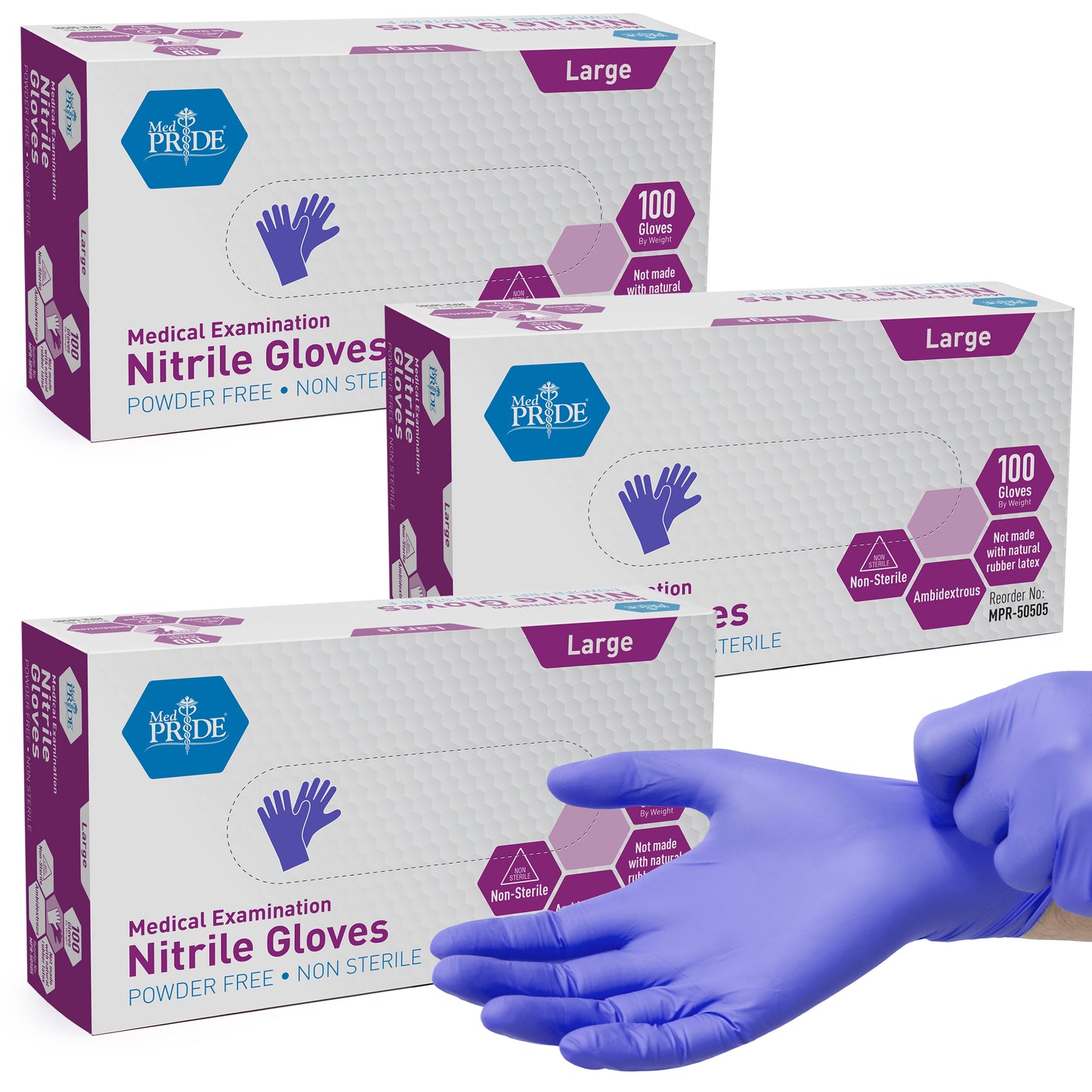 Blue Nitrile Medical Examination Gloves – Powder-Free - 100ct Box
