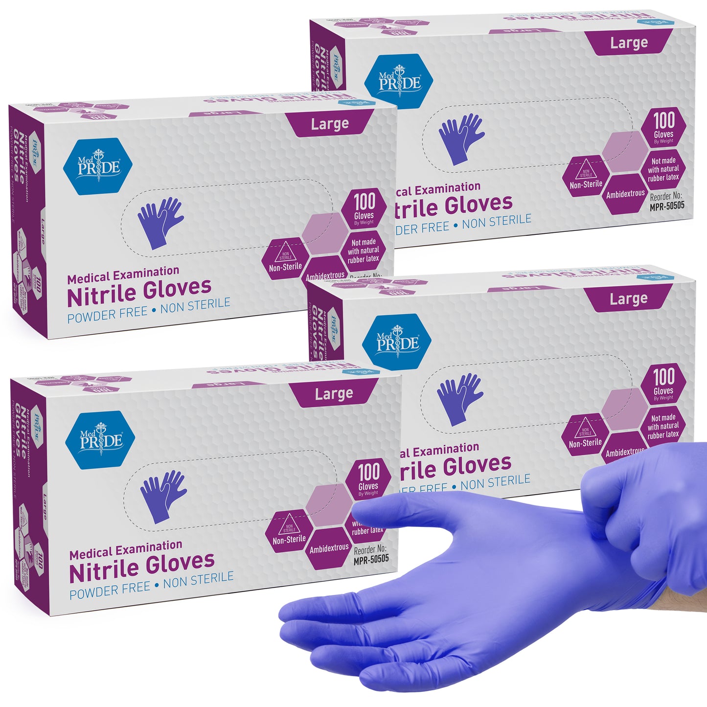 Blue Nitrile Medical Examination Gloves – Powder-Free - 100ct Box
