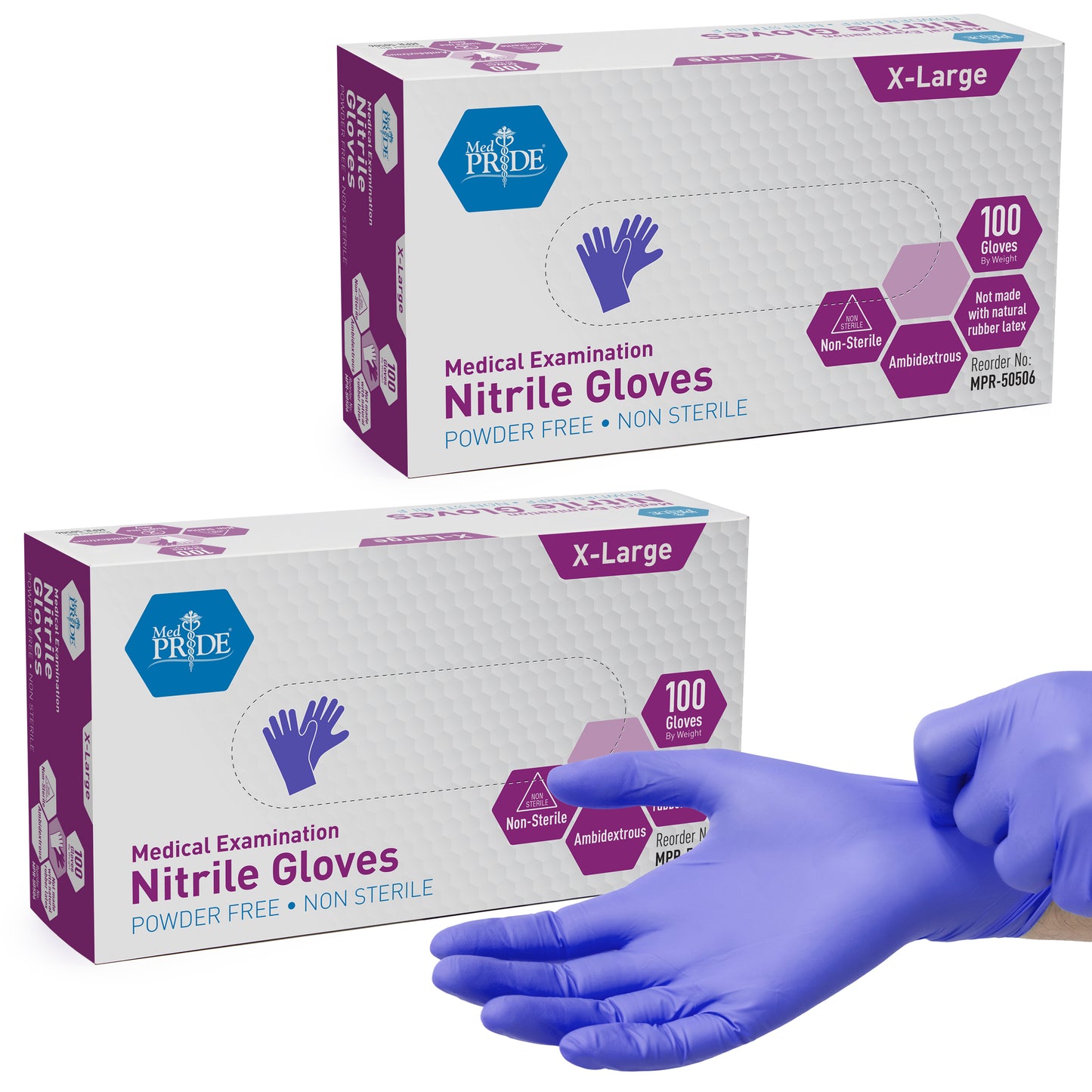 Blue Nitrile Medical Examination Gloves – Powder-Free - 100ct Box