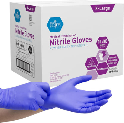 Blue Nitrile Medical Examination Gloves – Powder-Free - 100ct Box