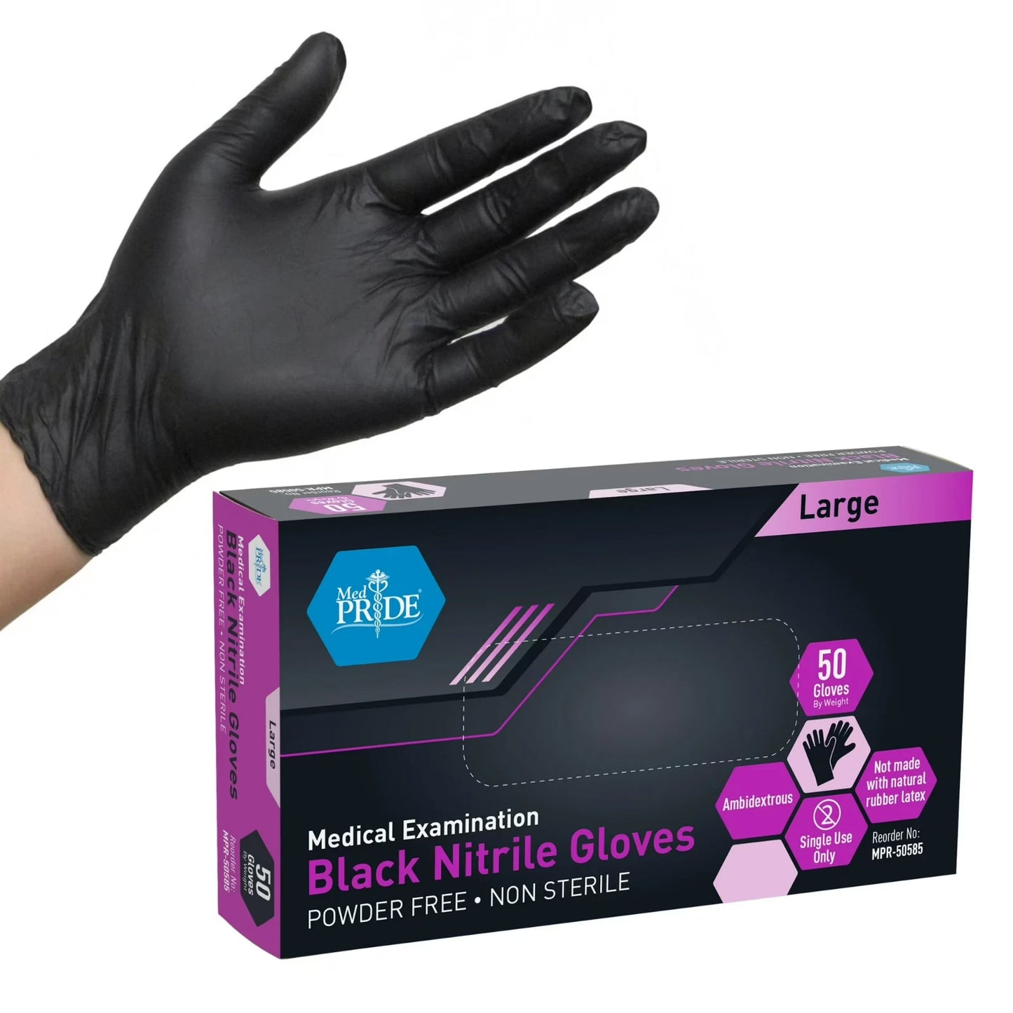 Black Nitrile Medical Exam Gloves - 4 Mil - 50ct Box