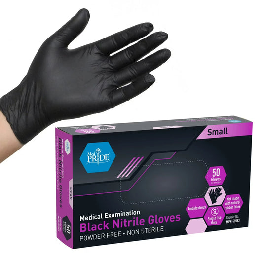 Black Nitrile Medical Exam Gloves - 4 Mil - 50ct Box