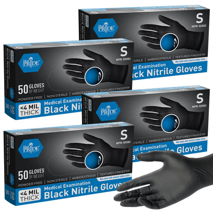 Black Nitrile Medical Exam Gloves - 4 Mil - 50ct Box