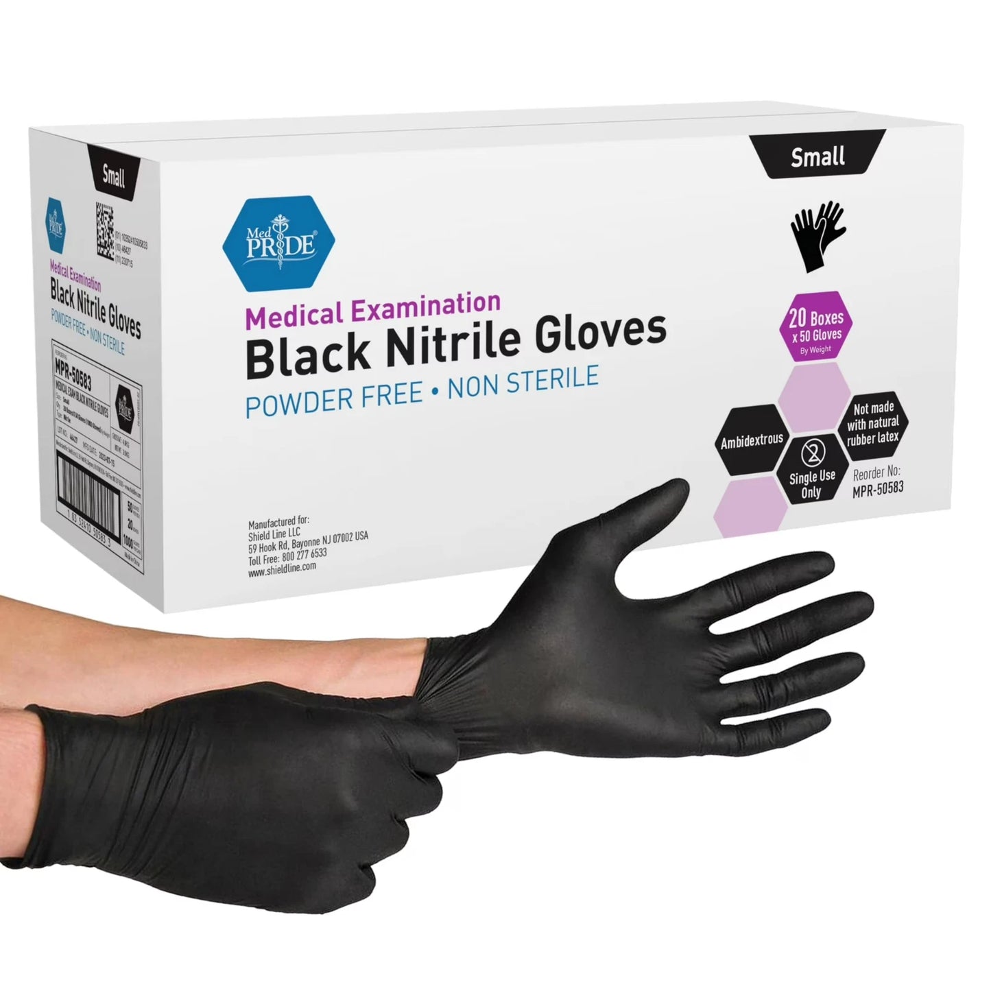 Black Nitrile Medical Exam Gloves - 4 Mil - 50ct Box