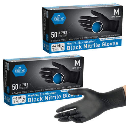 Black Nitrile Medical Exam Gloves - 4 Mil - 50ct Box
