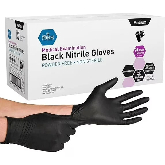 Black Nitrile Medical Exam Gloves - 4 Mil - 50ct Box