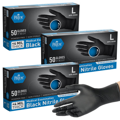 Black Nitrile Medical Exam Gloves - 4 Mil - 50ct Box