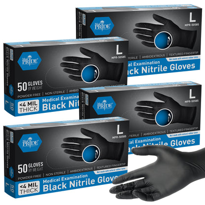 Black Nitrile Medical Exam Gloves - 4 Mil - 50ct Box