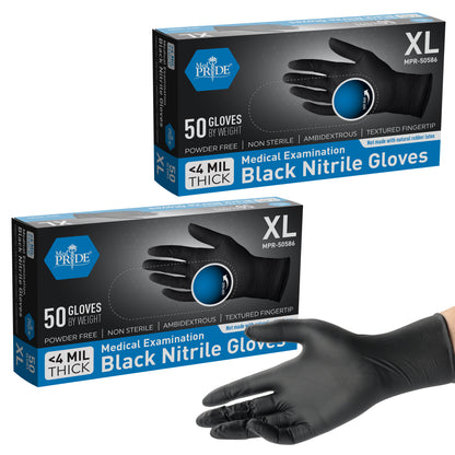 Black Nitrile Medical Exam Gloves - 4 Mil - 50ct Box