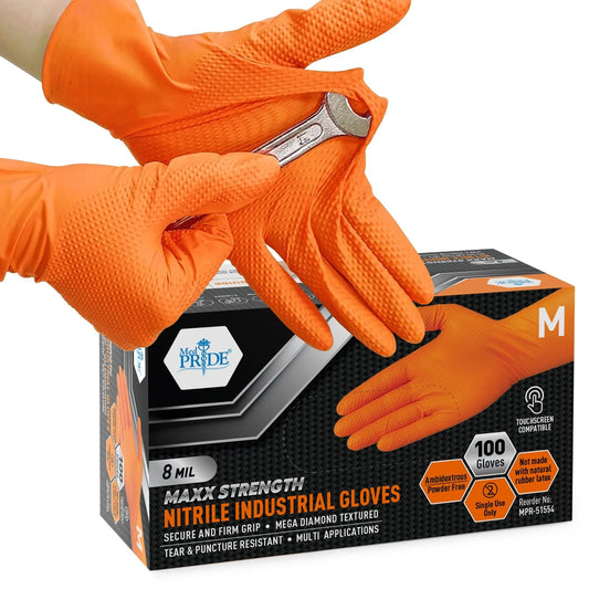 8 Mil Nitrile Exam Gloves Maxx Strength – Orange