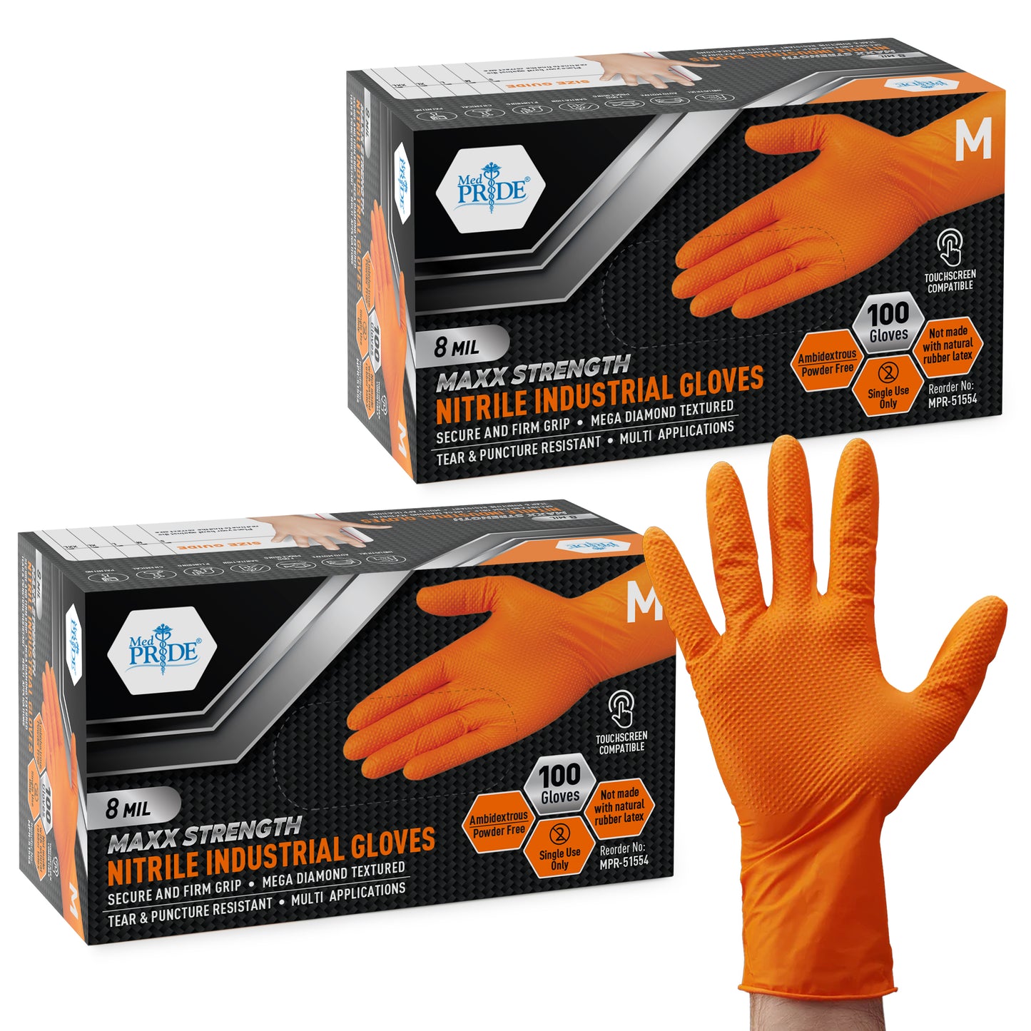 8 Mil Nitrile Exam Gloves Maxx Strength – Orange