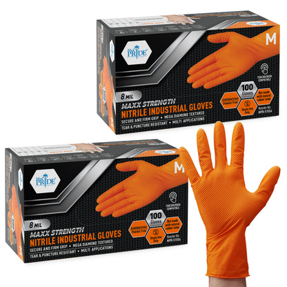 8 Mil Nitrile Exam Gloves Maxx Strength – Orange
