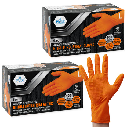 8 Mil Nitrile Exam Gloves Maxx Strength – Orange